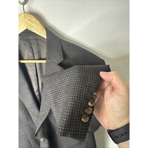 Austin Reed Blazer 42R Men’s 100% Wool Brown Gray Houndstooth Sport Coat - Picture 2 of 8